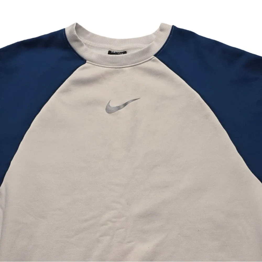 Nike Dri-FIT Raglan Crewneck Sweatshirt Navy Cream Gorpcore Mens Large